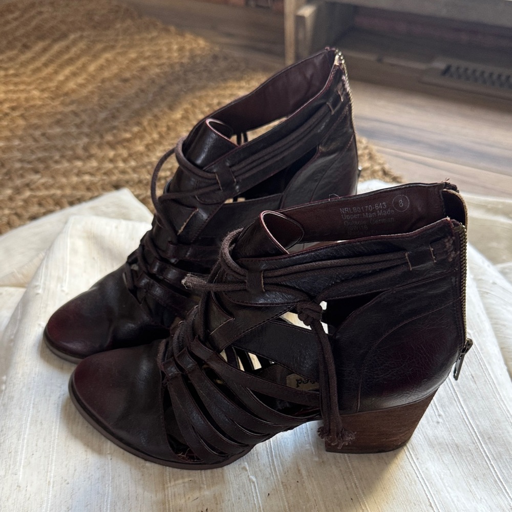 Not Rated Dark Burgandy Strappy Ankle Booties
